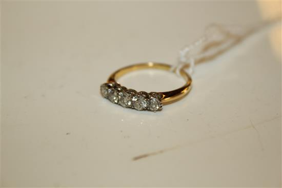 18ct gold and diamond five-stone half-hoop ring